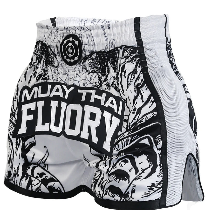 "FLUORY" MUAY THAI ŠORTAI WHITE/BLACK