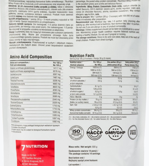 7 Nutrition Whey Protein 80 500 g Baltymų koncentratas