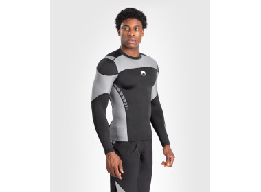 Venum Tempest Men's Long Sleeve Rashguard - Black/Grey