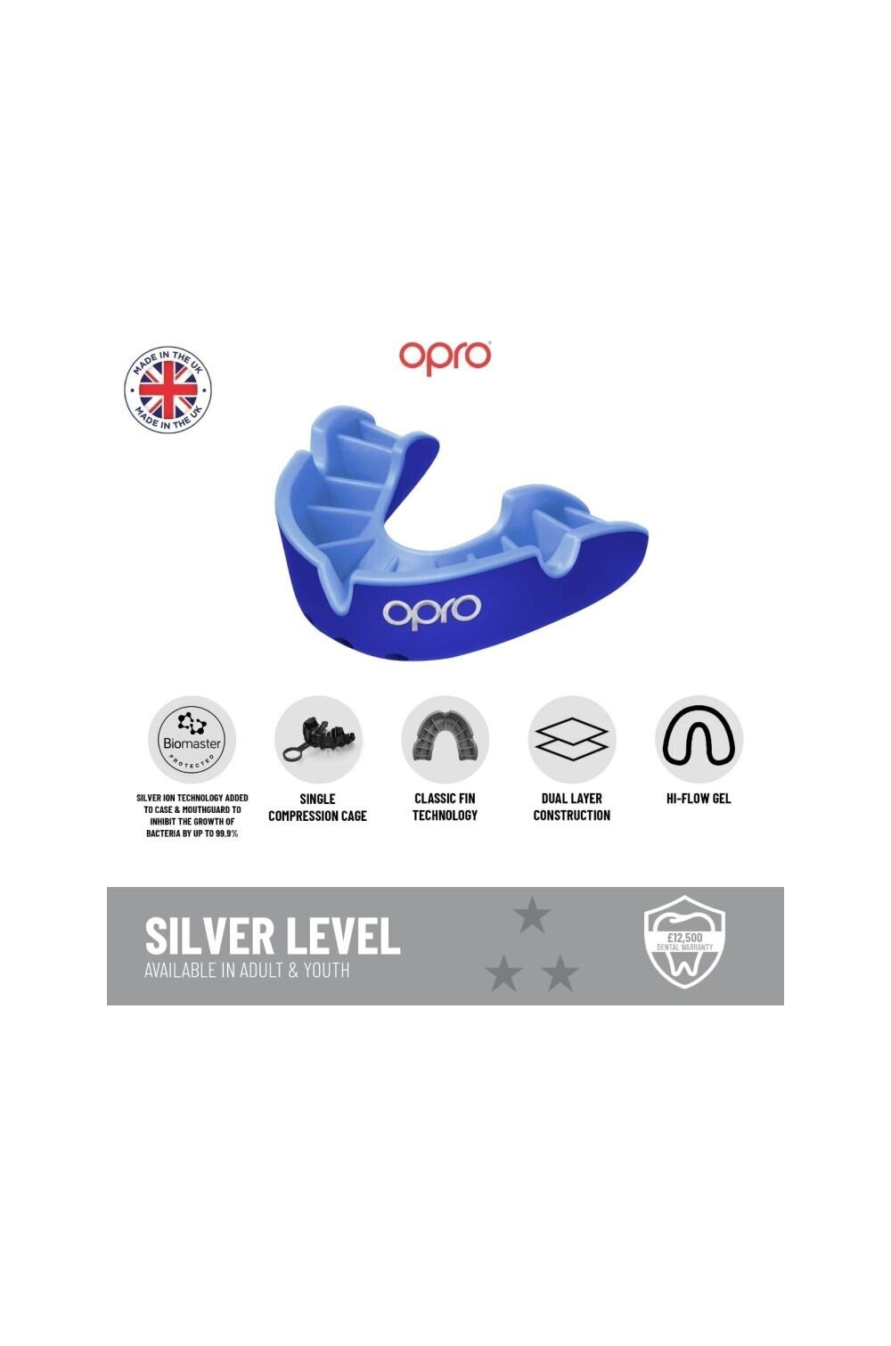 "OPRO" dantų apsauga Self-Fit UFC Silver - Bronze/white