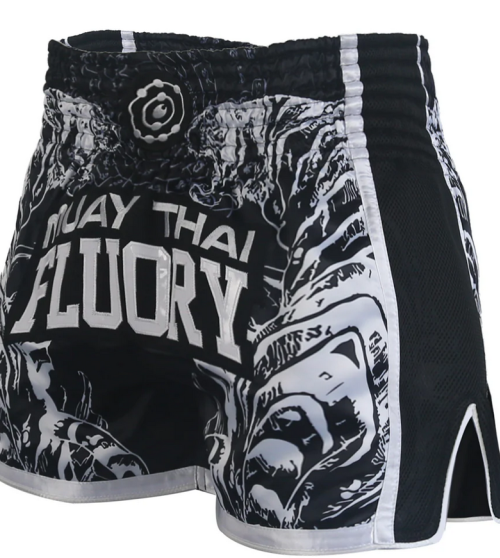 "FLUORY"  MUAY THAI ŠORTAI BLACK/WHITE