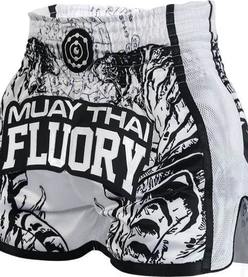 "FLUORY"  MUAY THAI ŠORTAI WHITE/BLACK