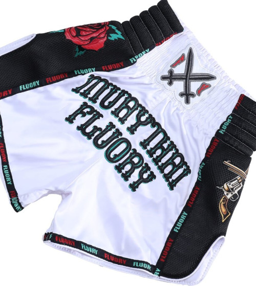 "FLUORY"  FADE MUAY THAI ŠORTAI PISTOLA WHITE