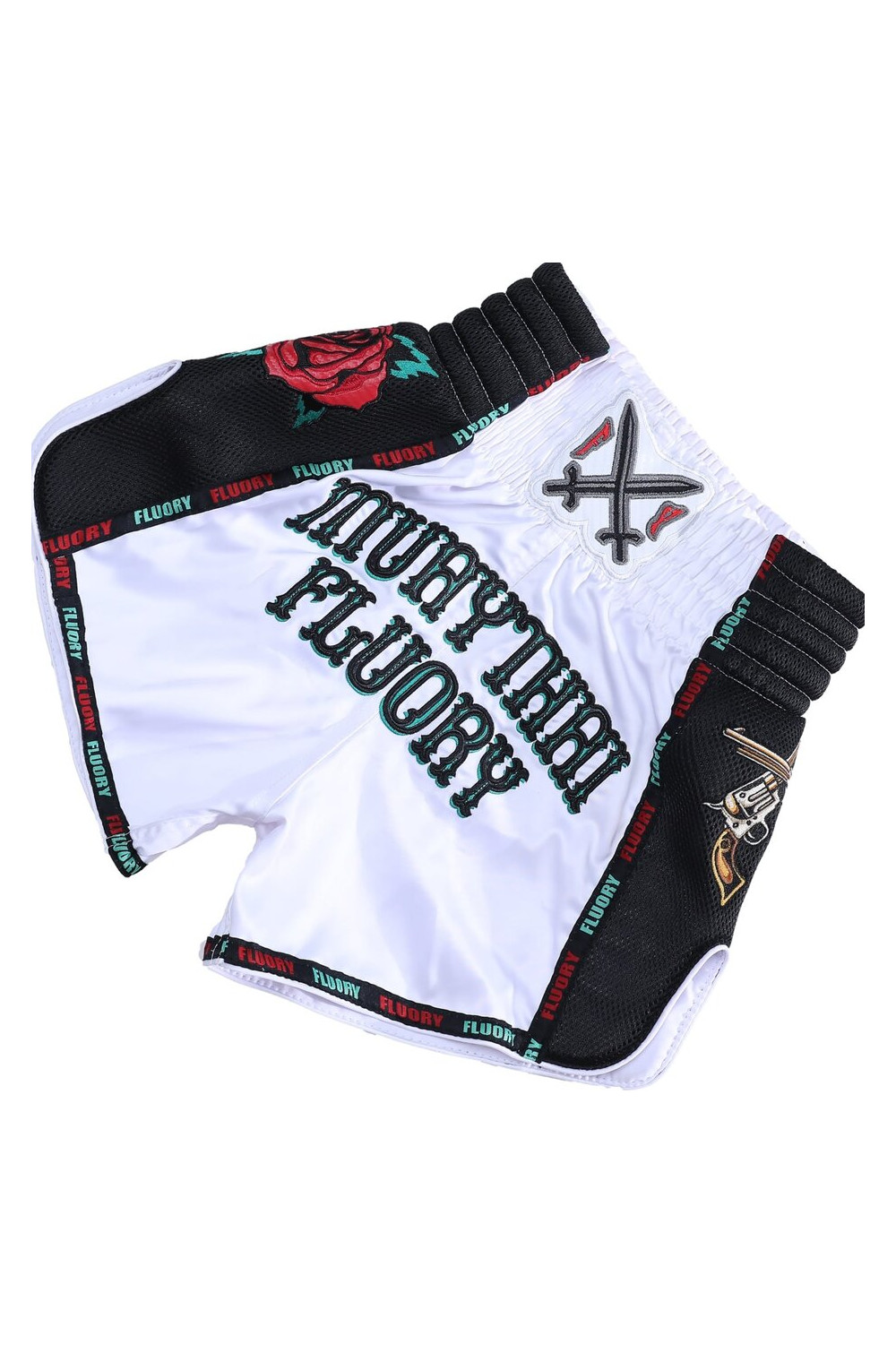 "FLUORY"  FADE MUAY THAI ŠORTAI PISTOLA WHITE