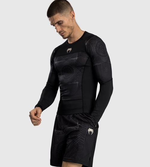 Venum G-Fit Air Men's Long Sleeve Rashguard - Deep Black/Desert Sand