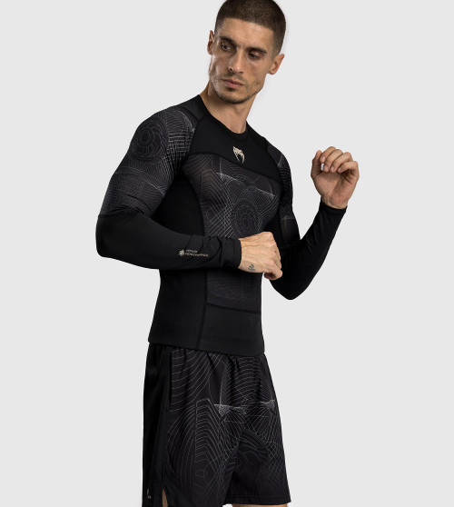 Venum G-Fit Air Men's Long Sleeve Rashguard - Deep Black/Desert Sand