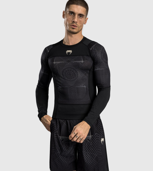 Venum G-Fit Air Men's Long Sleeve Rashguard - Deep Black/Desert Sand