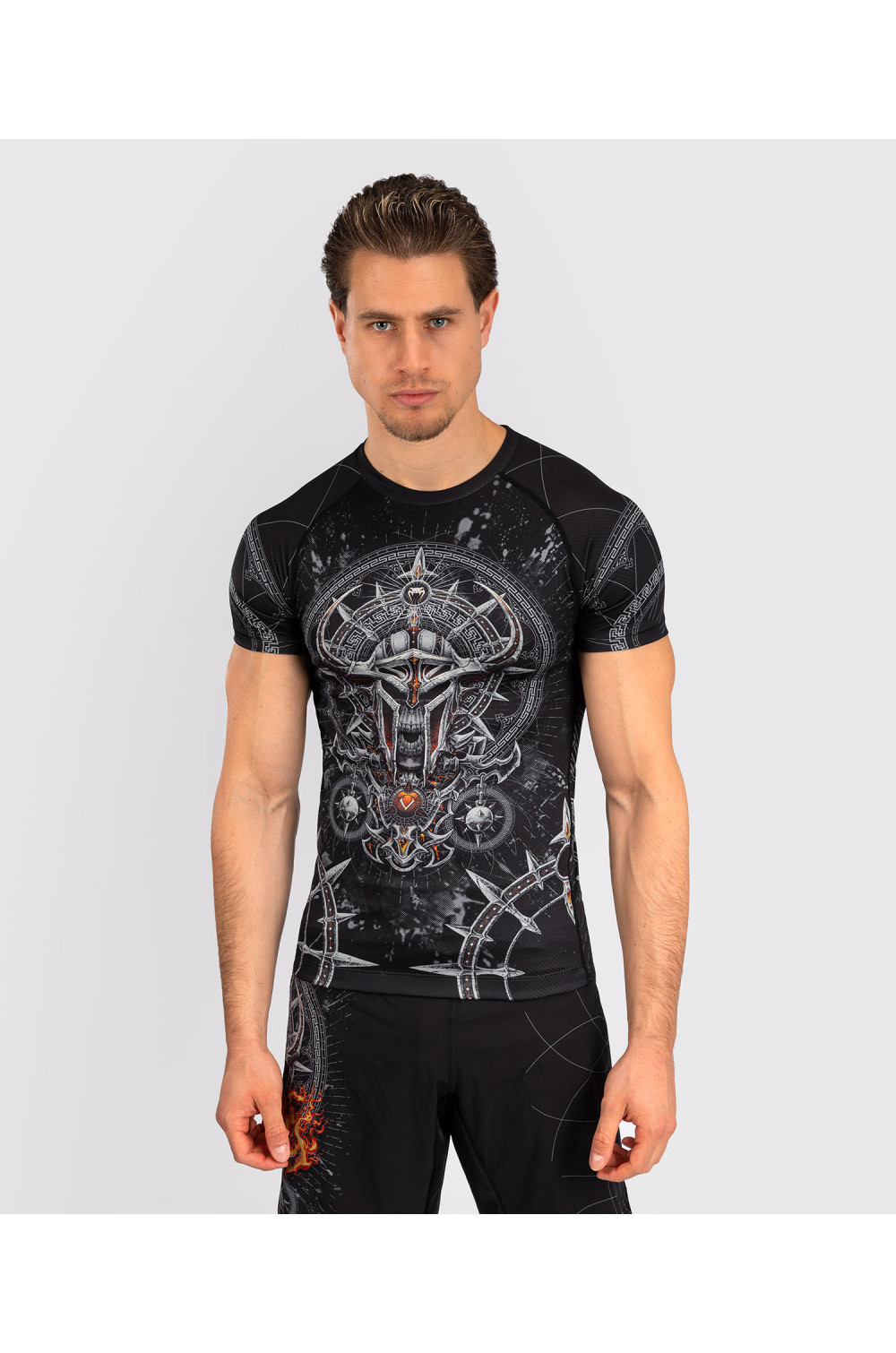 Venum Gladiator 5.0 Men's Short Sleeve Rashguard - Black/Silver