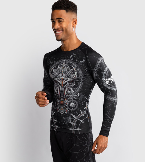 Venum Gladiator 5.0 Men's Long Sleeve Rashguard - Black/Silver Black/Silver