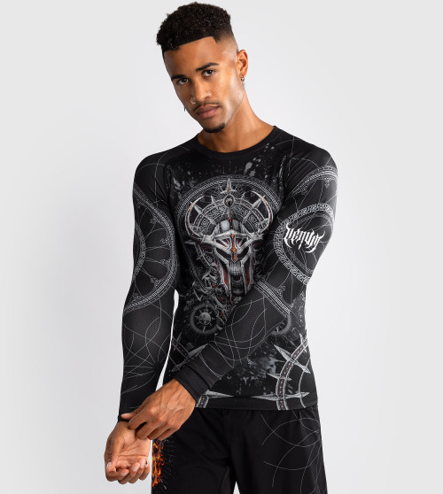 Venum Gladiator 5.0 Men's Long Sleeve Rashguard - Black/Silver Black/Silver