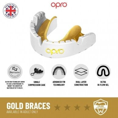 "OPRO" dantų apsauga turintiems breketus Self-Fit Gold Braces - Black/Gold