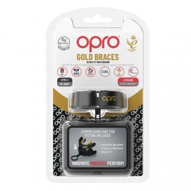 "OPRO" dantų apsauga turintiems breketus Self-Fit Gold Braces - Black/Gold