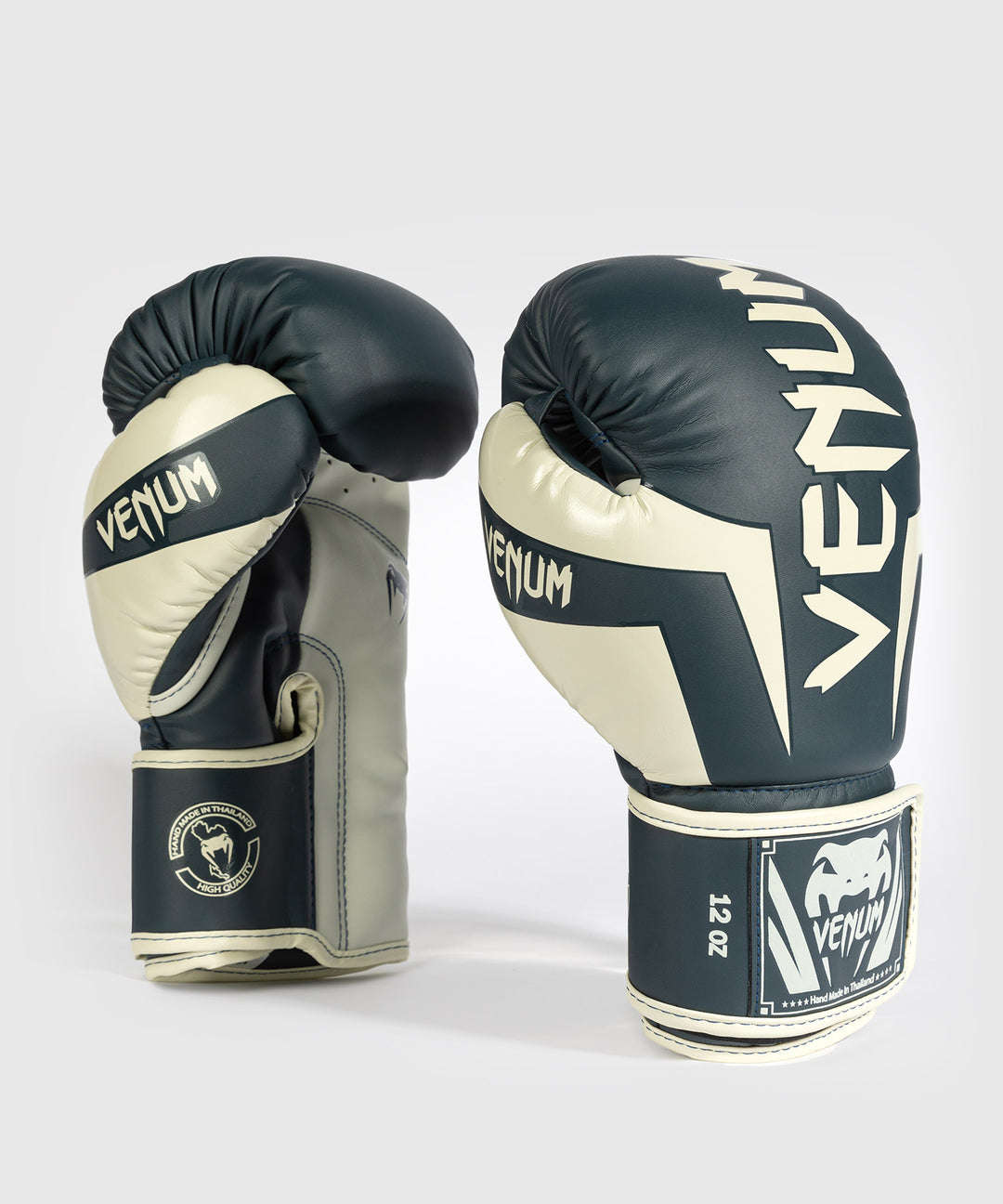 Venum Elite Boxing Gloves - White/Navy Blue