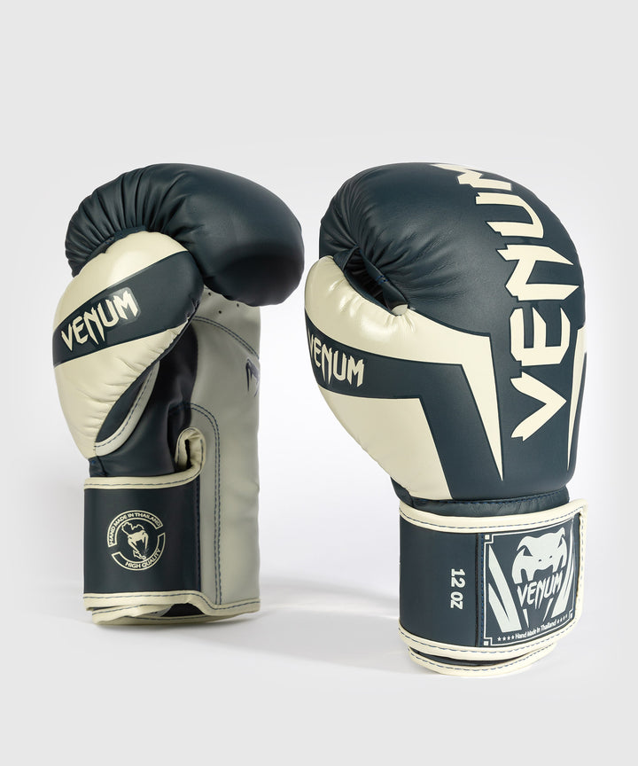 Venum Elite Boxing Gloves - White/Navy Blue
