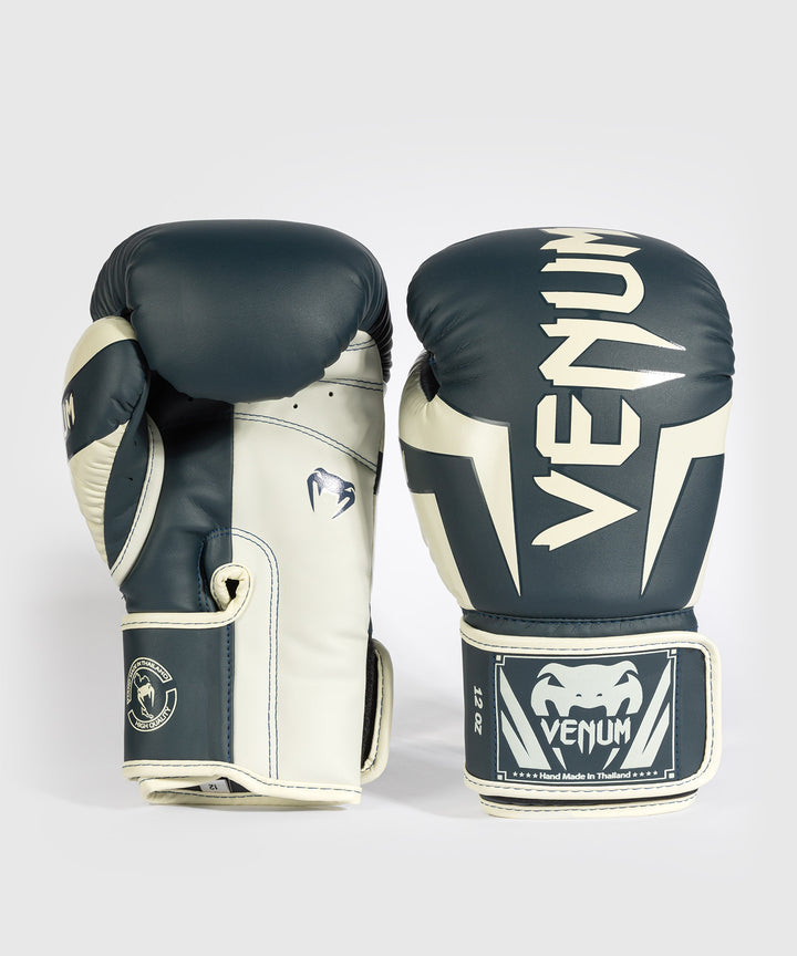 Venum Elite Boxing Gloves - White/Navy Blue