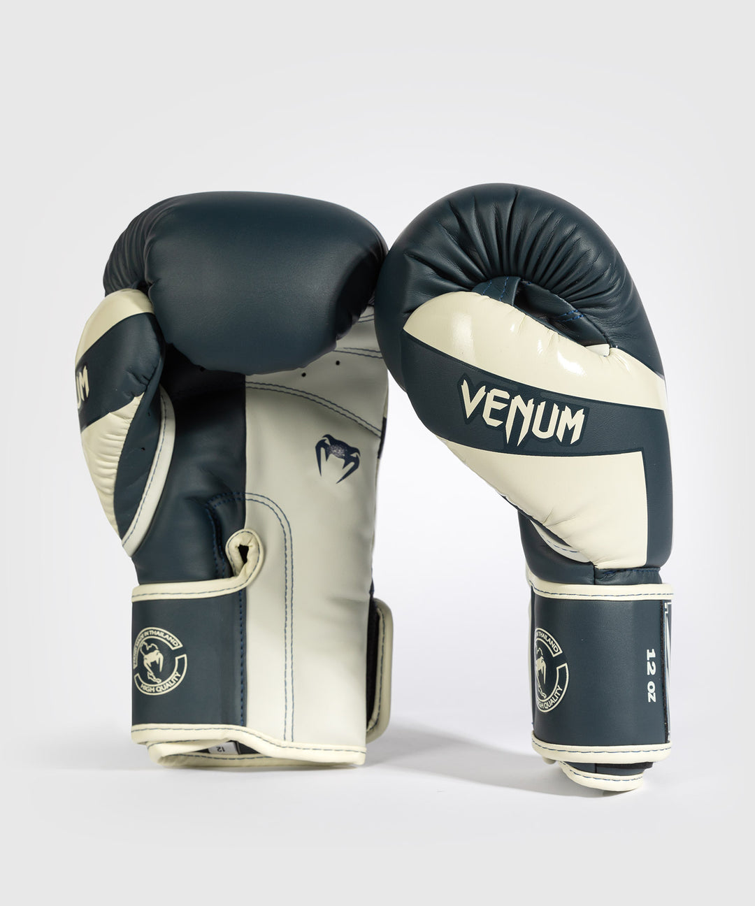 Venum Elite Boxing Gloves - White/Navy Blue