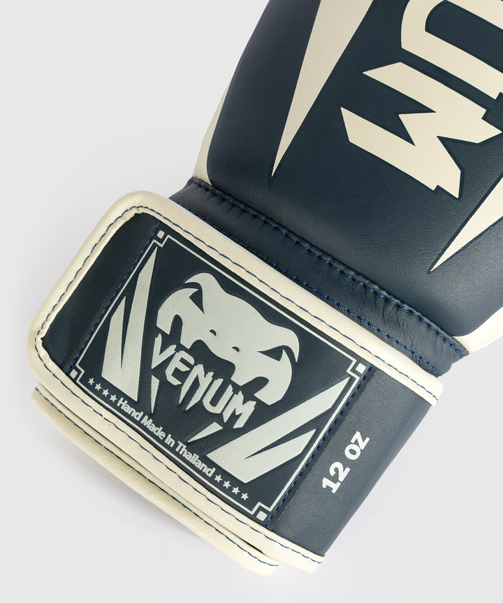 Venum Elite Boxing Gloves - White/Navy Blue
