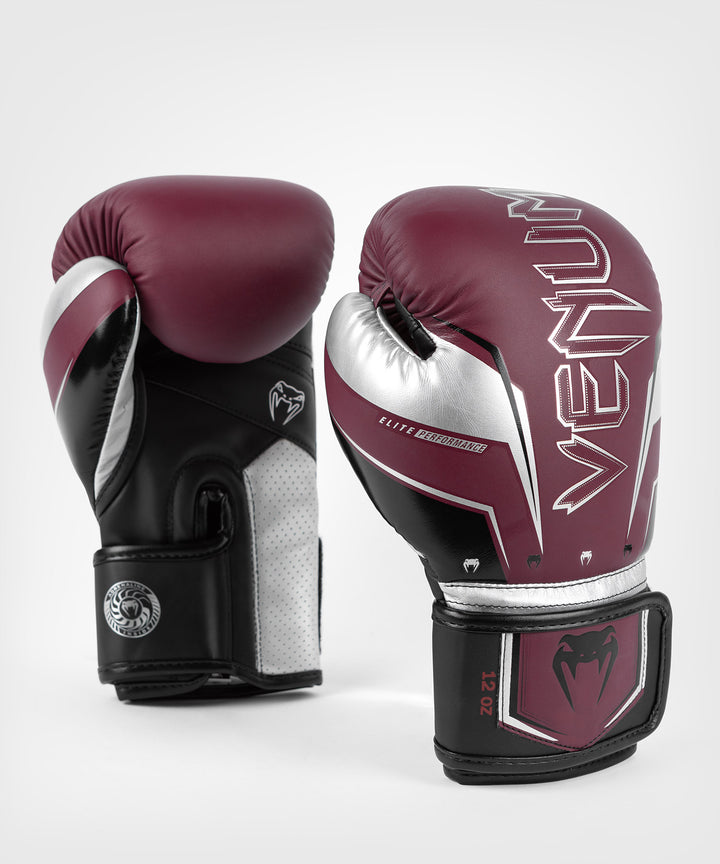 Venum Elite Evo bokso pirštinės - Burgundy/Silver