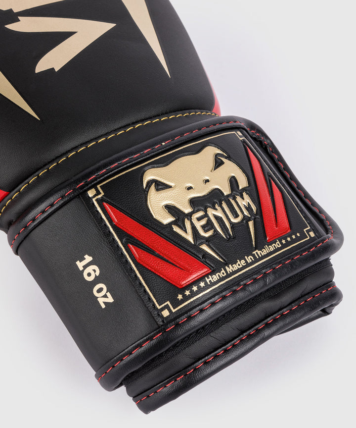 Venum Elite Boxing Gloves - Black/Gold/Red